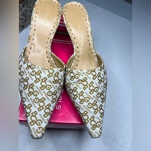 BCBGirls White and Gold Mules